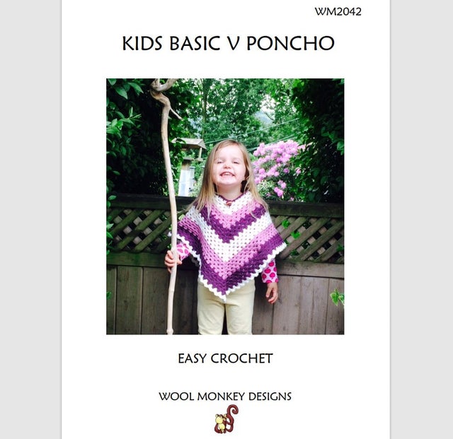 Kids Basic V Poncho Crochet Pattern WM2042 